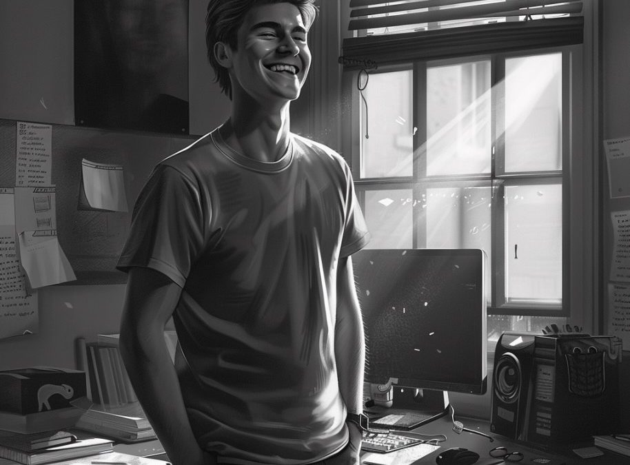 overwhelmed man in a new day, sunshine