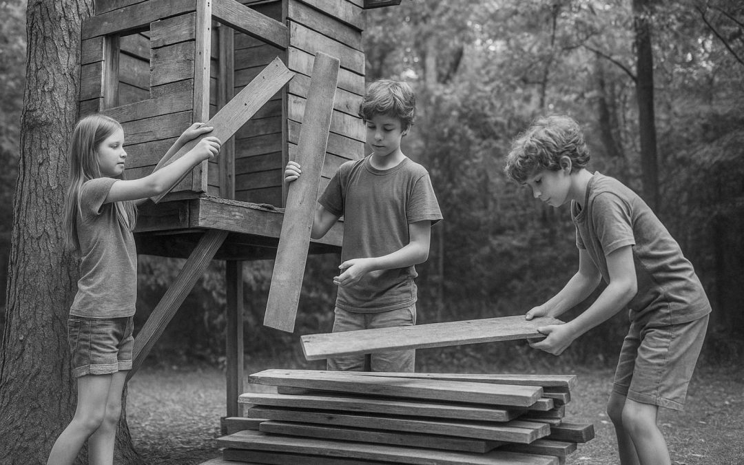 kids taking their fort apart