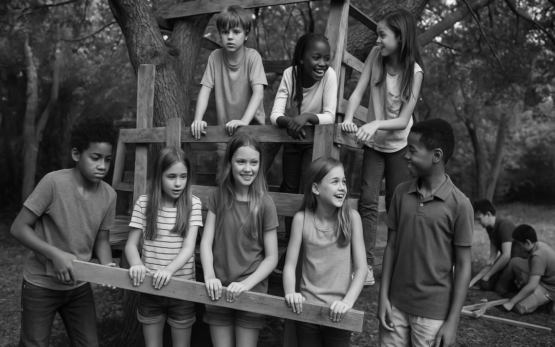 kids building a fort