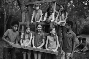 kids building a fort