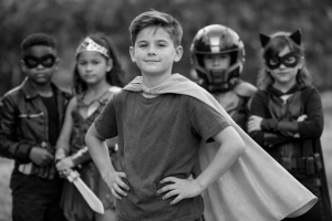 kids dressed as their favorite super heroes